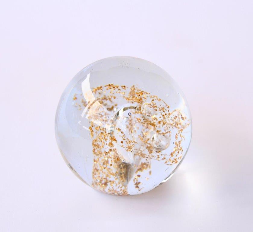 Gold Glitter Glass Paper Weight